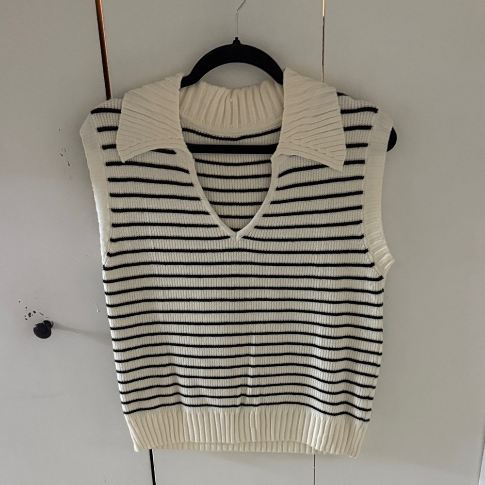 Striped Sleeveless Knit Sweater